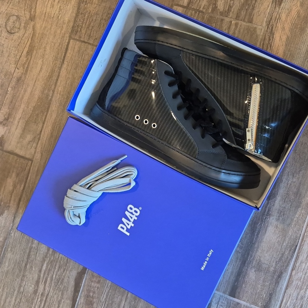 P448 F22 SKATE Leather Sneakers in Carbon, Size 40, Men's 7/7.5, Women's 9/9.5 - Picture 2 of 16